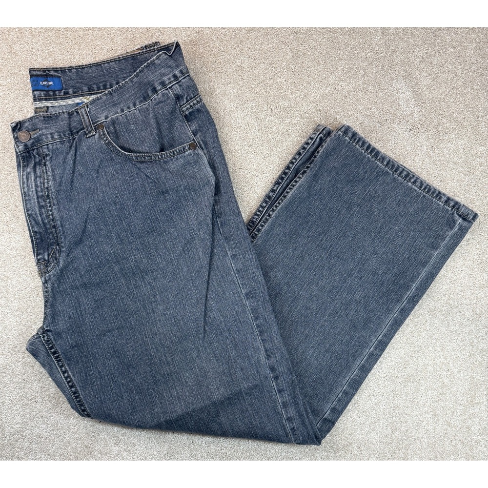 Joseph Abboud Men's 40x30 Blue Jeans Straight Leg Medium Wash Distressed Logo